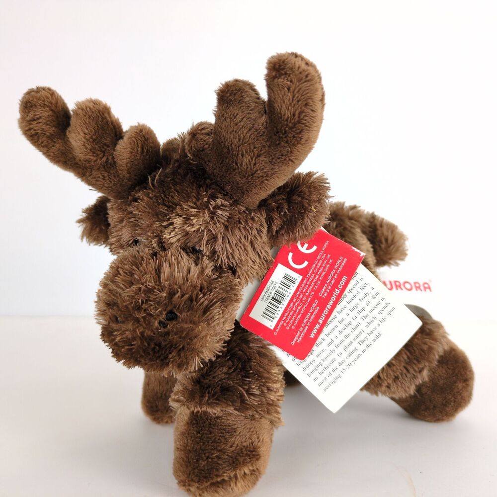 NWT Aurora Maxamoose Brown Moose‎ 8" Stuffed Animal Plush 2014 Mini Flopsie